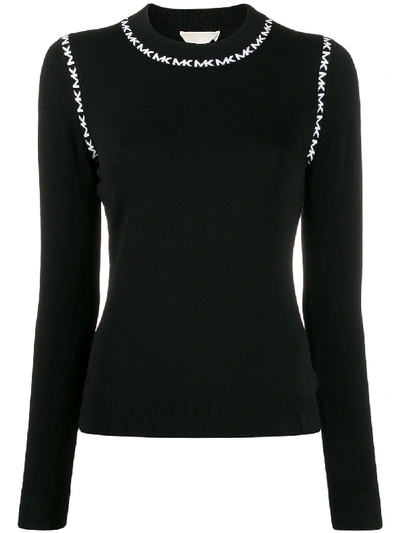 Michael Michael Kors Logo Stripe Jumper In Black