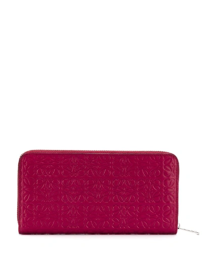 Shop Loewe Embossed Logo Wallet In Pink