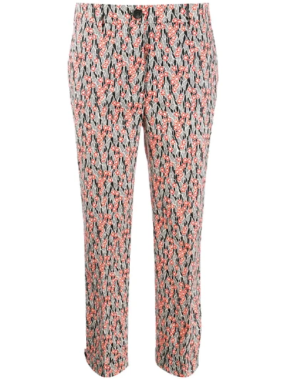 Shop Prada Floral Pattern Cropped Trousers In Black