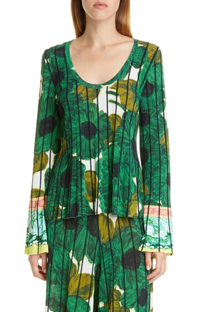 Shop Etro Brushstroke Floral Print Knit Top In Green