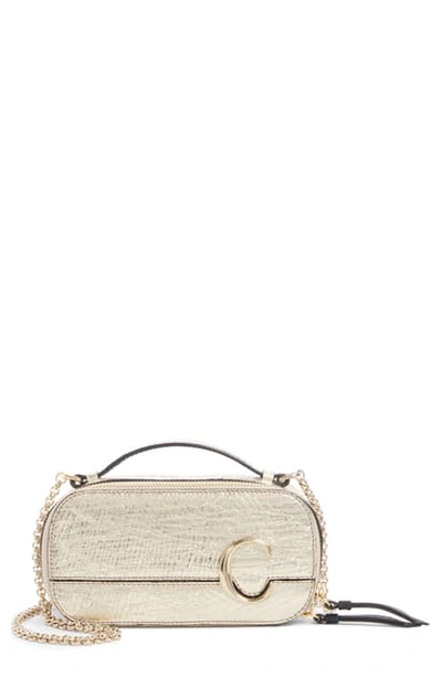 Shop Chloé C Multi Metallic Leather Crossbody Bag In Gold