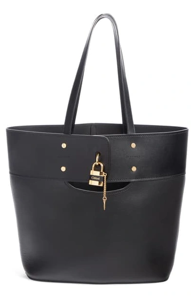 Shop Chloé Aby Medium Leather Tote In Sepia Brown