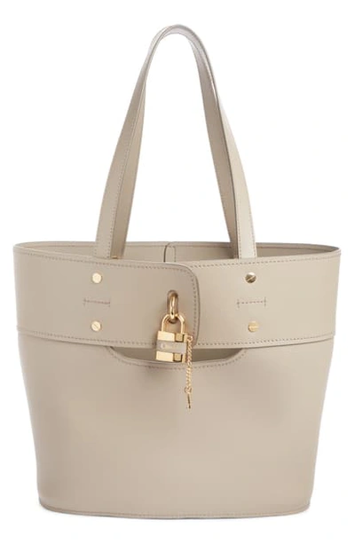 Shop Chloé Aby Medium Leather Tote In Motty Grey