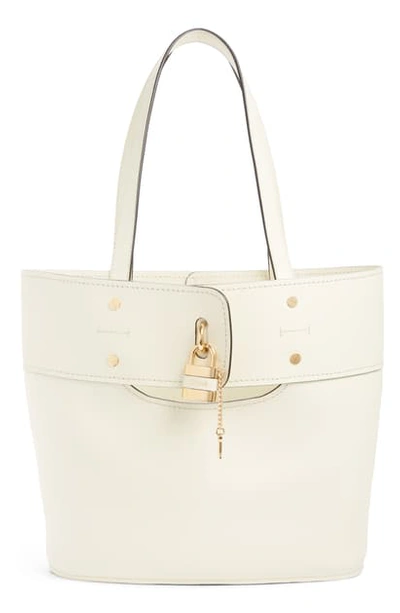 Shop Chloé Aby Small Leather Tote In Natural White