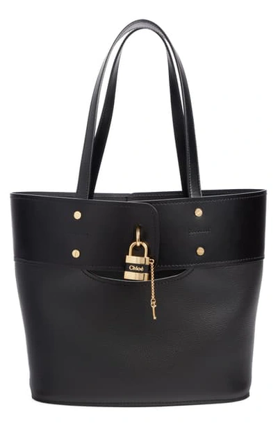 Shop Chloé Aby Small Leather Tote In Black