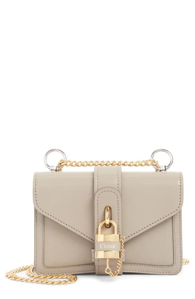 Shop Chloé Aby Mini Leather Shoulder Bag In Motty Grey