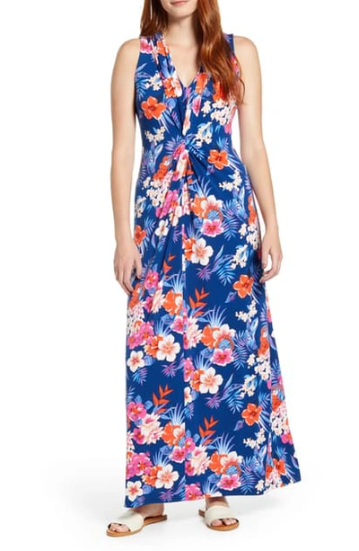 Shop Tommy Bahama Mira Dora Floral Sleeveless Maxi Dress In Dk Cobalt