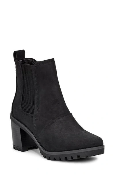 Shop Ugg Hazel Waterproof Block Heel Bootie In Black Leather