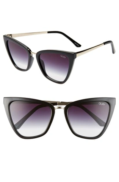 Shop Quay Reina 51mm Gradient Cat Eye Sunglasses In Black/ Fade