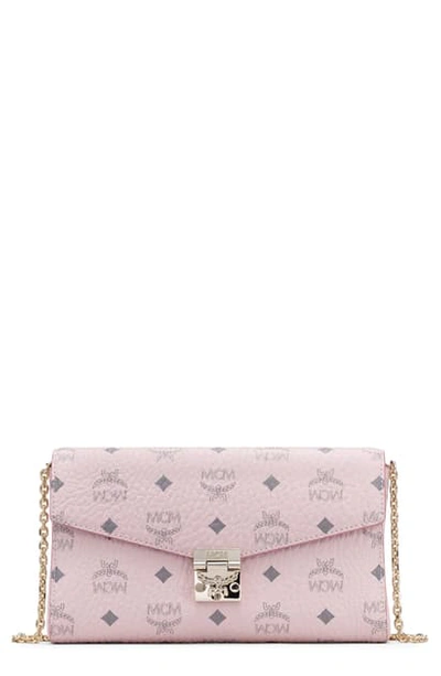 Shop Mcm Millie Monogrammed Leather Crossbody Bag In Powder Pink