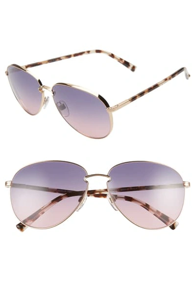 Shop Valentino 59mm Gradient Aviator Sunglasses - Rose Gold/ Purple Grad
