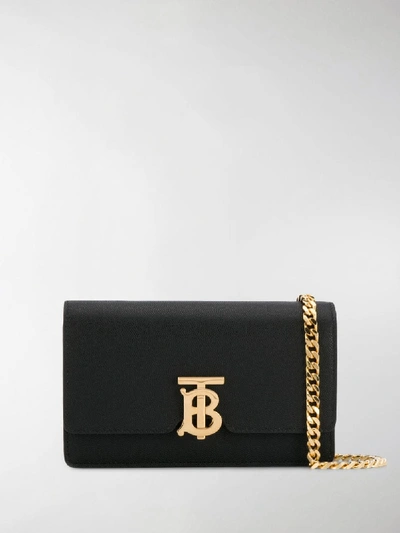 Shop Burberry Tb Chain Shoulder Bag In Black