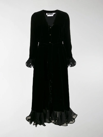 Shop Rotate Birger Christensen Ruffle Velvet Dress In Black