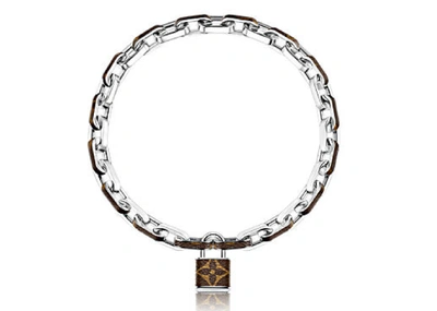 Pre-owned Louis Vuitton  Lock Necklace Monogram Silver