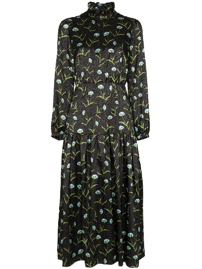 Shop Borgo De Nor Eugenia Floral-print Jacquard Midi Dress In Black