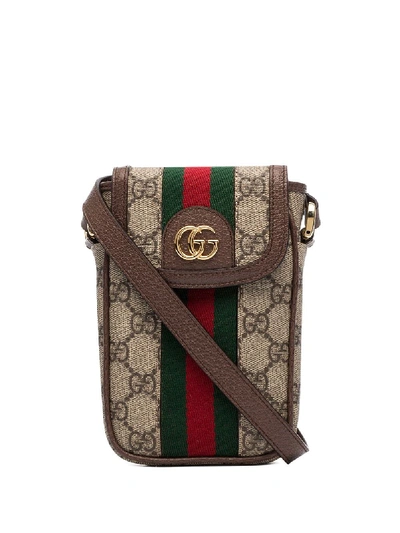 Shop Gucci Brown Ophidia Gg Supreme Mini Bag