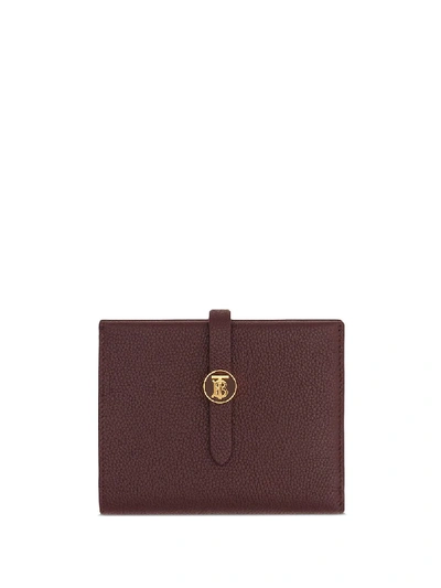 Shop Burberry Monogram Motif Grainy Folding Wallet In Red