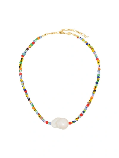 Shop Anni Lu 18kt 'alaia' Vergoldete Halskette Mit Perlen In Mix