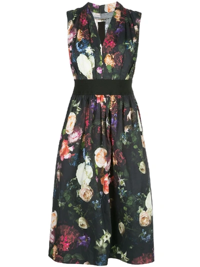 Shop Adam Lippes Floral A-line Dress In Black