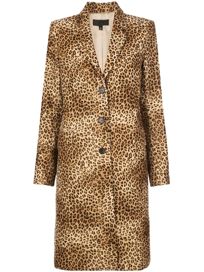 Shop Nili Lotan Leopard Print Single Breasted Coat In Brown