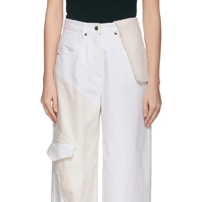 Shop Jacquemus White And Off-white Le Jean De Nimes Jeans In White/beige