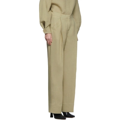 Shop Jacquemus Beige Wool Le Pantalon Loya Trousers In Dark Beige