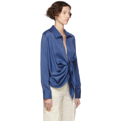 Shop Jacquemus Blue La Chemise Bahia Shirt