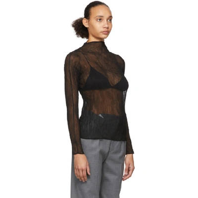 Shop Issey Miyake Black Long Sleeve Twist Chiffon Blouse In 15 Black