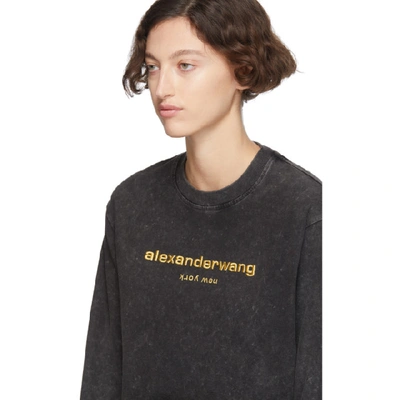 Shop Alexander Wang Black Acid Washed Long Sleeve T-shirt In 007 Acidblk