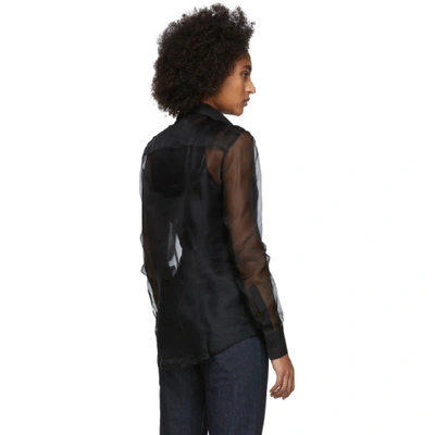 Shop Helmut Lang Black Sheer Tux Shirt