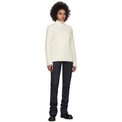 Shop Helmut Lang White Wool And Alpaca High Neck Turtleneck In Ivory