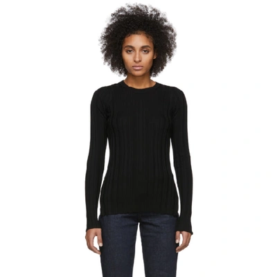 Shop Helmut Lang Black Rib Crewneck Sweater