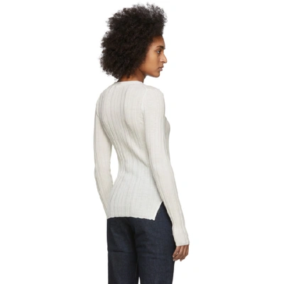 Shop Helmut Lang White Rib Crewneck Sweater In Ivory