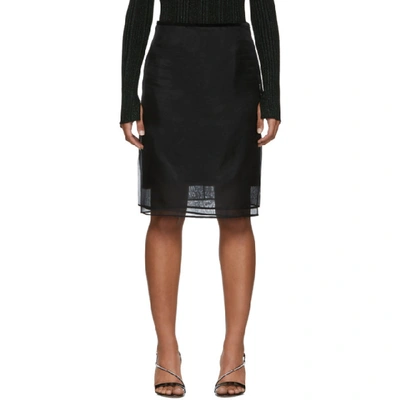 Shop Helmut Lang Black Silk Organza Skirt