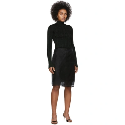 Shop Helmut Lang Black Silk Organza Skirt