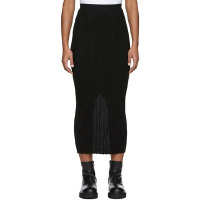 Shop Helmut Lang Black Wool Rib Skirt