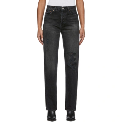 Shop Re/done Black High-rise Loose Jeans In Worn In Blk