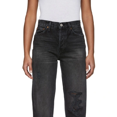 Shop Re/done Black High-rise Loose Jeans In Worn In Blk