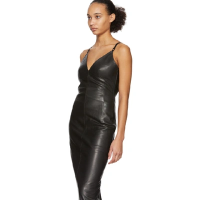 Shop Yang Li Black Leather Lingerie Dress In 99 Black