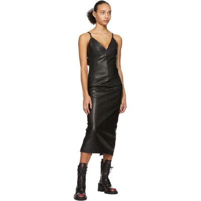 Shop Yang Li Black Leather Lingerie Dress In 99 Black
