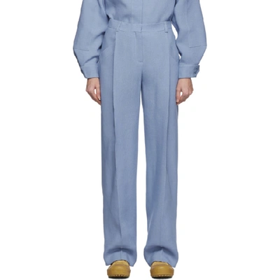 Shop Jacquemus Blue Wool Le Pantalon Loya Trousers In Light Blue