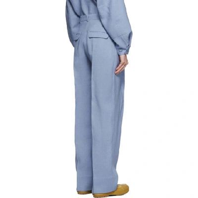 Shop Jacquemus Blue Wool Le Pantalon Loya Trousers In Light Blue