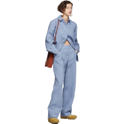 Shop Jacquemus Blue Wool Le Pantalon Loya Trousers In Light Blue