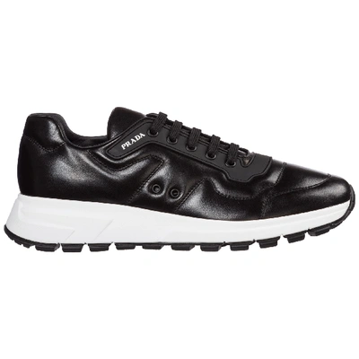 Shop Prada Men's Shoes Leather Trainers Sneakers In Black