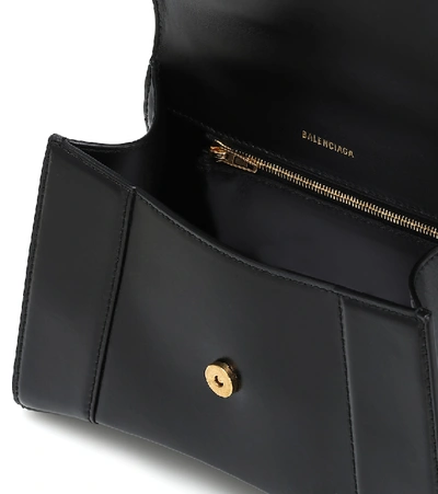 Balenciaga Black Calfskin Leather Hourglass Top Handle S Bag In Black