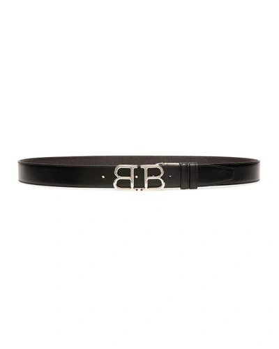 Shop Bally Men's Bb-buckle Reversible Leather Belt In Black