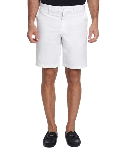 Shop Robert Graham Men's Ridge Cotton-twill Flat-front Shorts In White