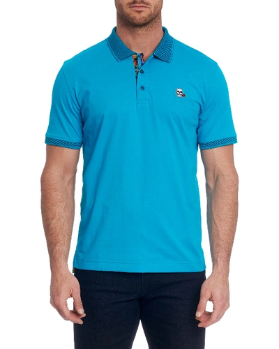 Shop Robert Graham Men's Easton Polo Shirt In Medium Blue