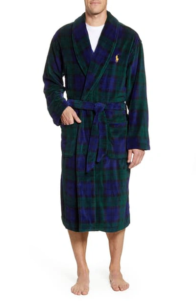 Shop Polo Ralph Lauren Plush Robe In Blackwatch