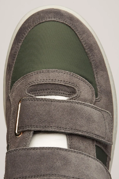 Shop Acne Studios Perey Nylon Green/grey/ice In Contrast-panel Velcro Sneakers